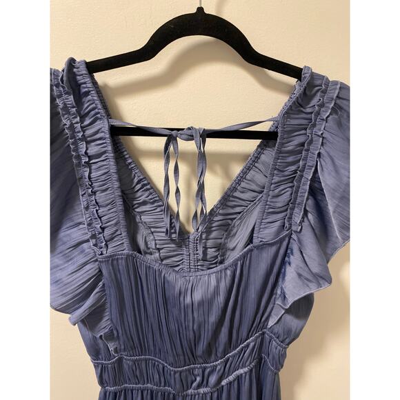 T TAHARI Airflow Ruffle Tiered Midi Dress In Slate-Size M - Picture 6 of 7